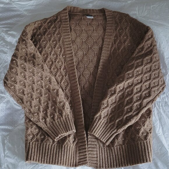 Old Navy Brown Diamond Bobble Open Cardigan 8 (M) - Picture 1 of 4